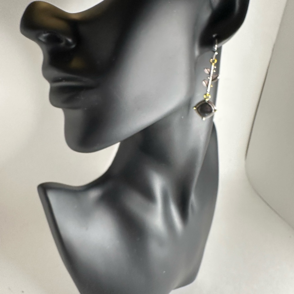 Silver and Black Drop Earrings